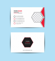 modern Business card template design, Simple clean white business card design template ,Professional elegant illustration Business card template design, red and white background colour