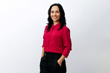 Portrait of Brazilian business woman over neutral background. Confident young latin businesswoman - obrazy, fototapety, plakaty