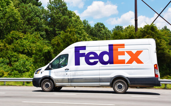 Fedex truck on the road