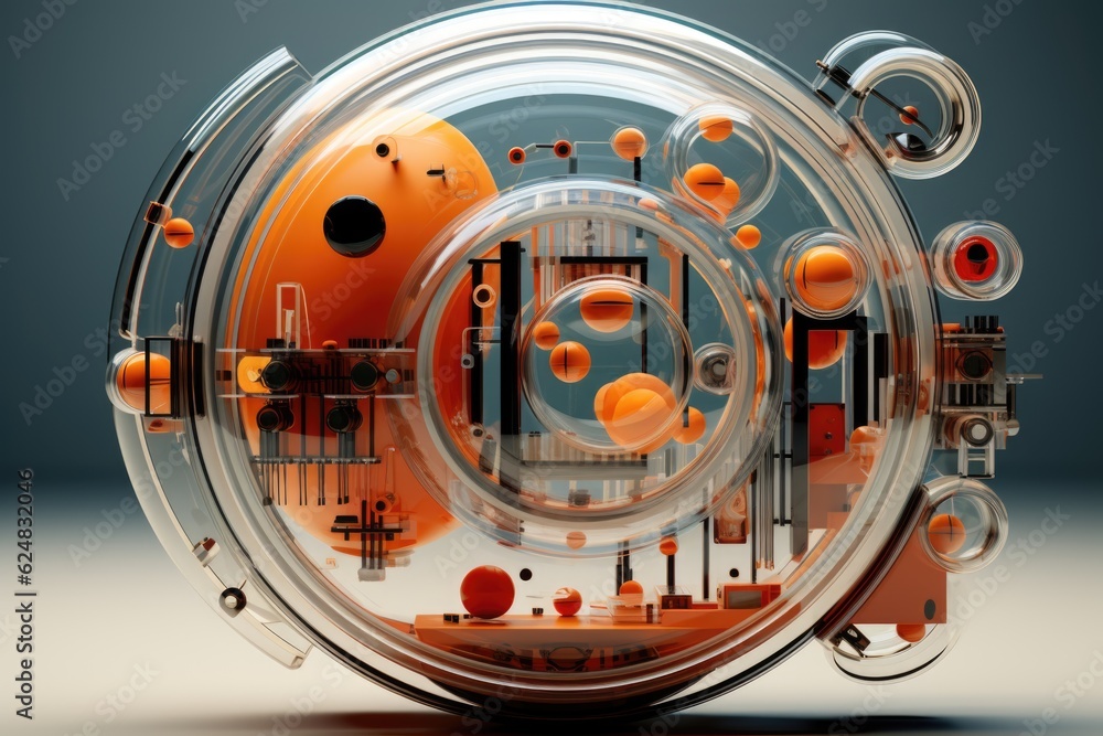 Poster a close up of a clock with oranges inside of it. generative ai.
