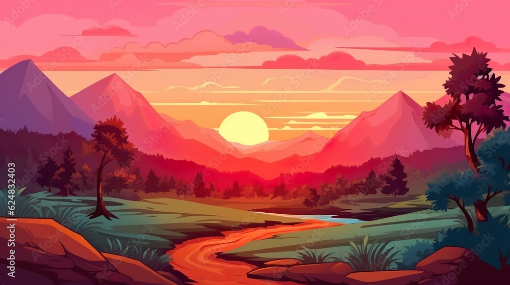 Poster abstract background dawn in the mountains. a captivating background in banner design showcasing an i