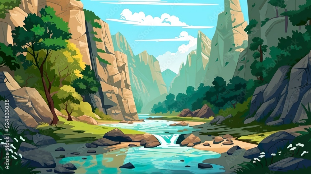 Poster abstract background a river. using of a scenic background to enhance the illustration of a river flo