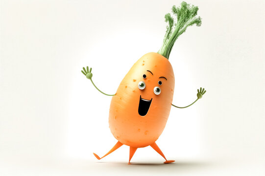 Cute happy veg isolated on a white background.Generative AI
