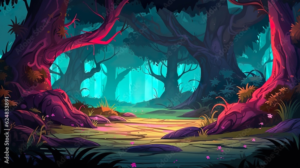 Aufkleber abstract background mysterious forest. creating of an enchanting banner design with a mesmerizing il