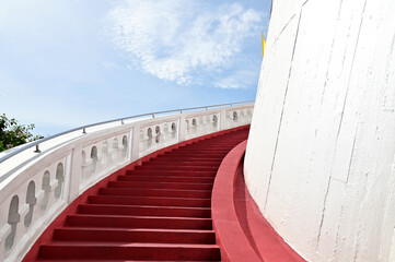 Modern architecture detail. Grunge texture of outdoor staircase. 
Step of rock stair with vintage style.