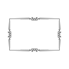 Abstract Black Simple Line Rectangular Frame Doodle Outline Element Vector Design Style Sketch Isolated Illustration For Wedding And Banner