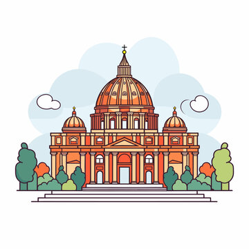 recommend clip art: Basilica of Saint Peter hand-drawn comic illustration. Saint Peter's Basilica. Vector doodle style cartoon illustration