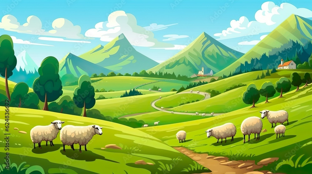 Poster abstract background hills and valleys. designing of a nature-inspired banner with an illustration of