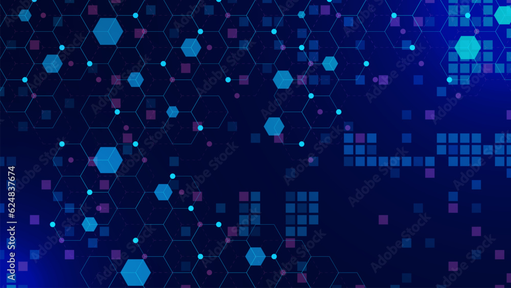 Poster abstract digital technology concept with dots and lines connection background. big data visualizatio