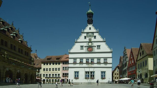 Rothenburg ob der Tauber, picturesque medieval town, Ratstrinkstube, Councillors Tavern on Market Square, Germany Rotenburg