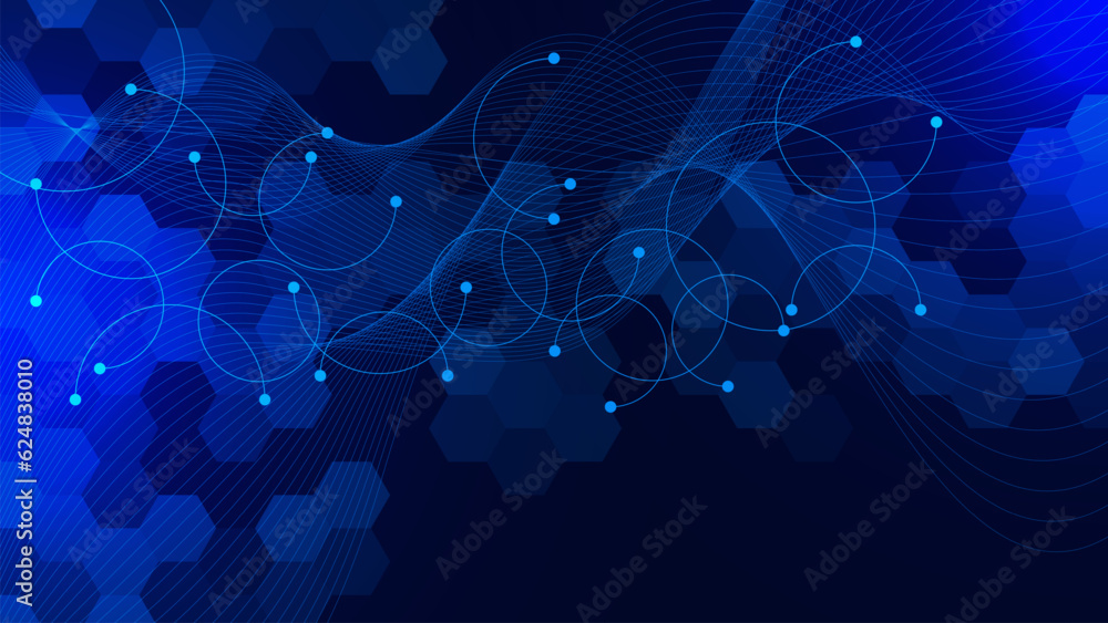 Poster abstract geometric with connecting lines and dots. network connection, big data visualization, and c