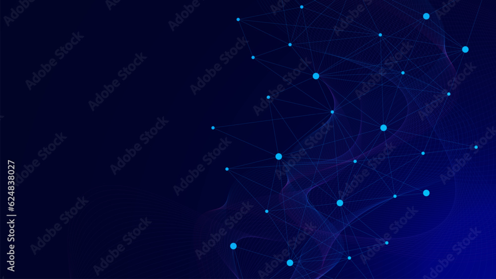 Poster abstract geometric with connecting lines and dots. social networking, global network connection, dig
