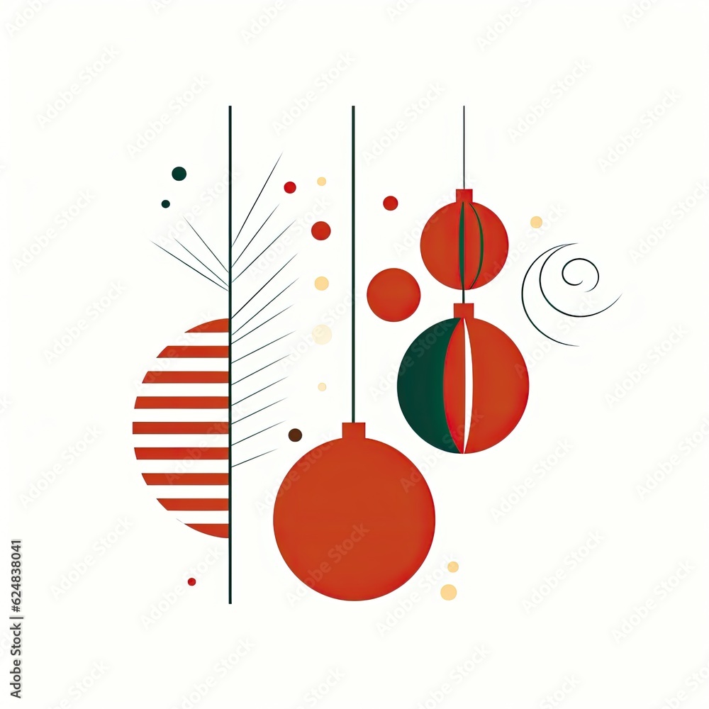 Poster a group of christmas ornaments hanging from a string. generative ai. christmas tree with ornaments.