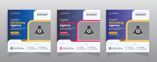 Digital marketing agency business promotion social media post template