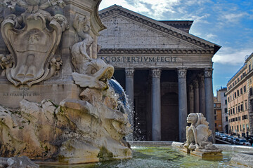 View of the Pantheon in Rome, Italy.