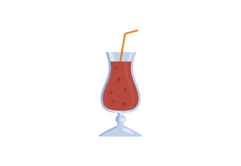 Glass of cherry juice. Vector illustration

