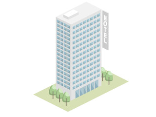 Isometric simple and basic hotel building vector illustration