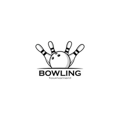 Bowling tournament logo design vector graphics