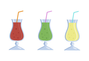 Glasses of juice. Set. Vector illustration