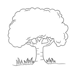 
Hand drawn beautiful sharp lines tree seamless pattern.