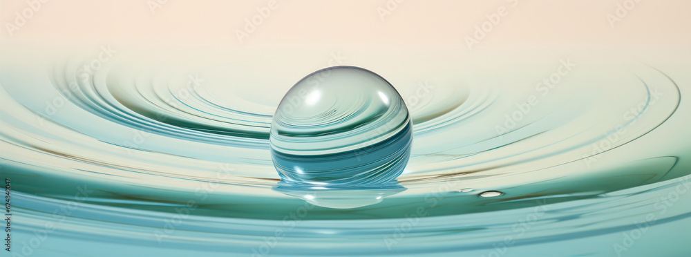 Poster water drop with ripples and waves. 3d rendering, illustration. generative ai