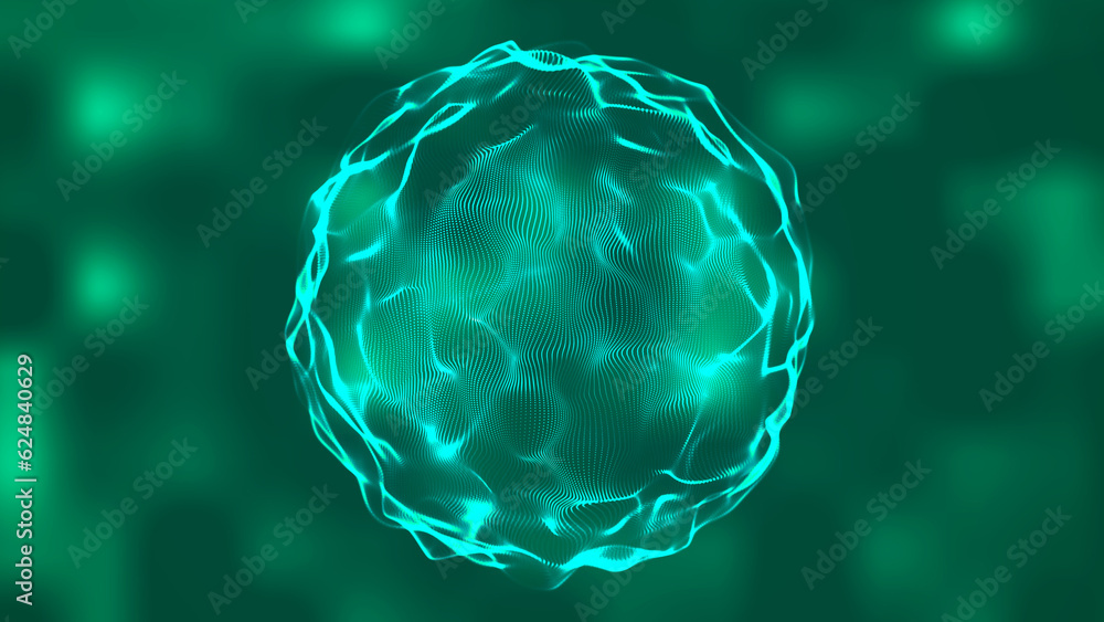 Aufkleber abstract liquid geometric sphere . abstract motion graphic with fluid particles moving in sphere. vi