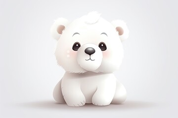Cute white little bear, cartoon illustration.