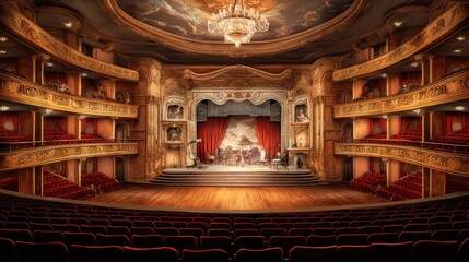 Obraz premium An elegant opera house photo realistic illustration - Generative AI.