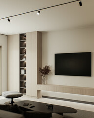 Interior with TV in the living room. 