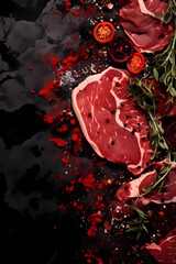 Fresh raw Prime Black Angus beef steaks.