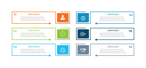 Timeline infographic design element and number options. Business concept with 6 steps.