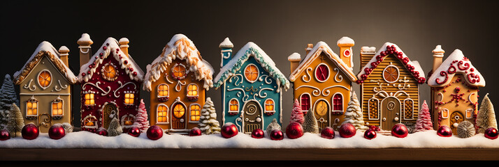 Naklejka premium A Christmas gingerbread house. AI generativ.