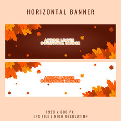 Naklejka na ściany i meble Set of autumn leaves horizontal banner design