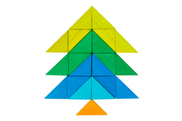 Christmas tree folded from children's constructor. Isolate on a white background.