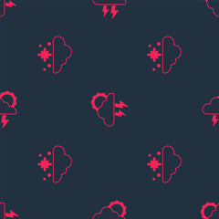 Set Cloud with snow and Storm on seamless pattern. Vector