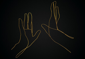 Modern single abstract two hand in a minimalist one line art fashion concept, minimalistic style.