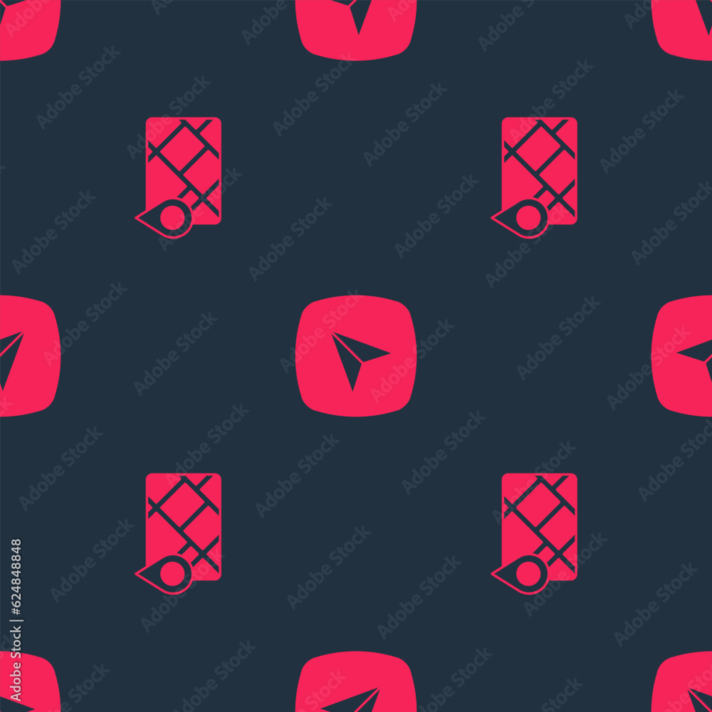 Poster set gps device with map and city navigation on seamless pattern. vector
