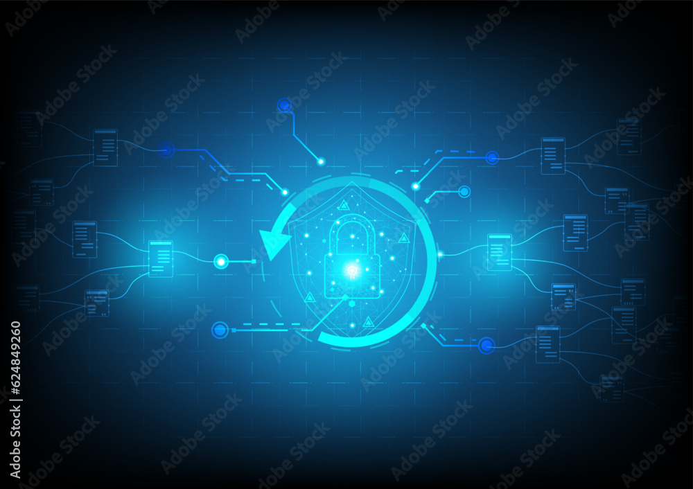 Aufkleber technology connection digital data and big data concept. blue future background. abstract technologi