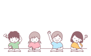 授業　学校　いろいろな動作の子どもたち