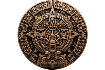 Mayan Calendar Showcasing Intricate Symbol on Transparent Background. AI