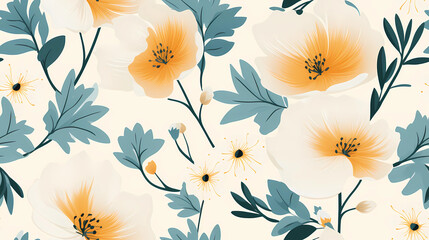 Seamless pattern llustration Minimalist Flowers
