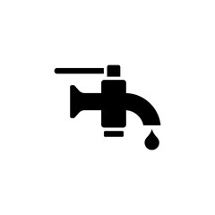 faucet icon in black color on a white background, water source