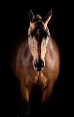 Portrait of dressage horse straight on