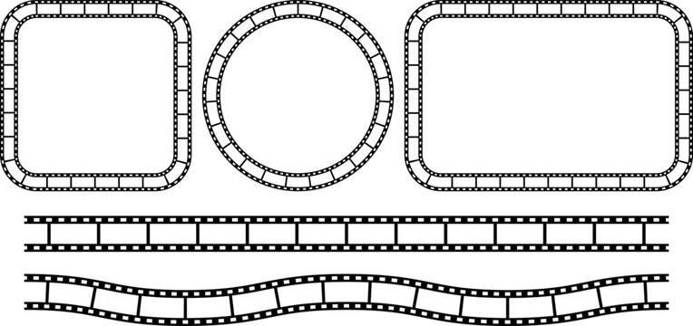 black white film strip frame set