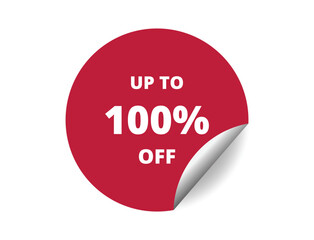 100% off round sticker sign. 100% off circle sticker banner, badge symbol vector illustration