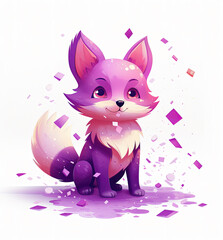 cute cartoon fox with confetti sprinkles, a low poly illustration, adorable character, mascot, concept, digital art