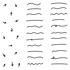 Hand Drawn Simple Arrows And Underlines Set