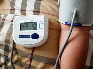 Blood pressure measurements: check blood pressure and heart rate with digital pressure gauge by...