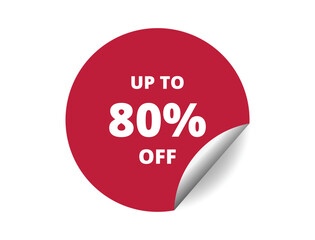 80% off round sticker sign. 80% off circle sticker banner, badge symbol vector illustration