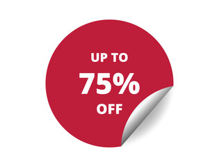 75% off round sticker sign. 75% off circle sticker banner, badge symbol vector illustration